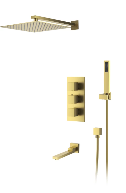 Душевая система для ванны и душа DK встраиваемая термостатическая с изливом матовое золото Bayern.Liszt () DA2515607A04